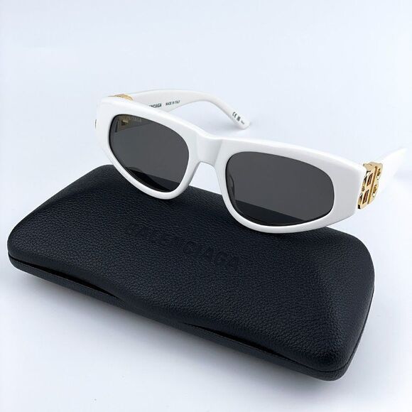 SALE! NEW Balenciaga BB0095S 012 White Gold Logo Grey Cat Eye Unisex Sunglasses main image 15